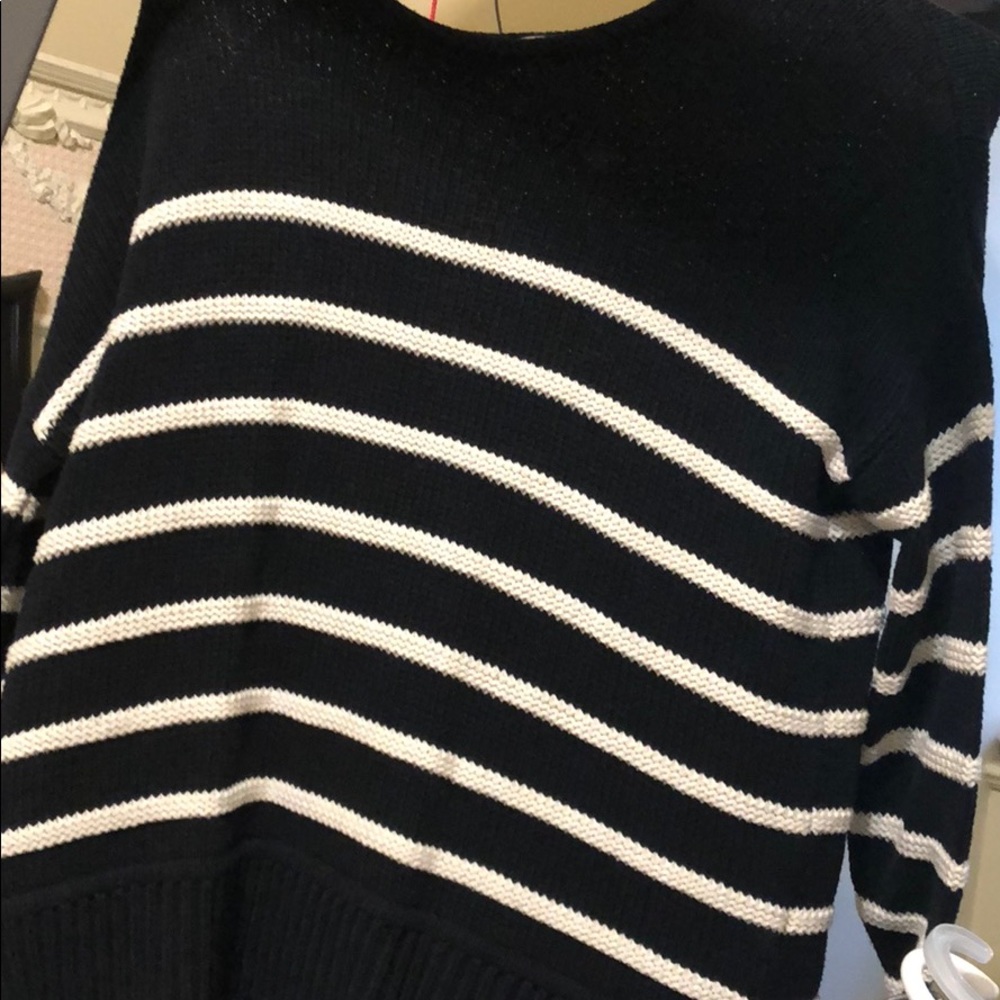 Navy and white sweater